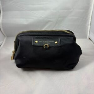 MARC BY MARC JACOBS Black Nylon Cosmetic Bag with Gold Zipper
